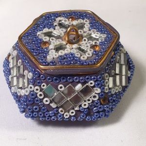 Vintage beaded trinket box from India